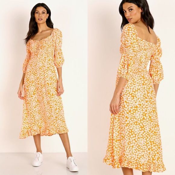 FAITHFULL THE BRAND Nora Midi Dress Dusty Floral Print - Picture 1 of 12